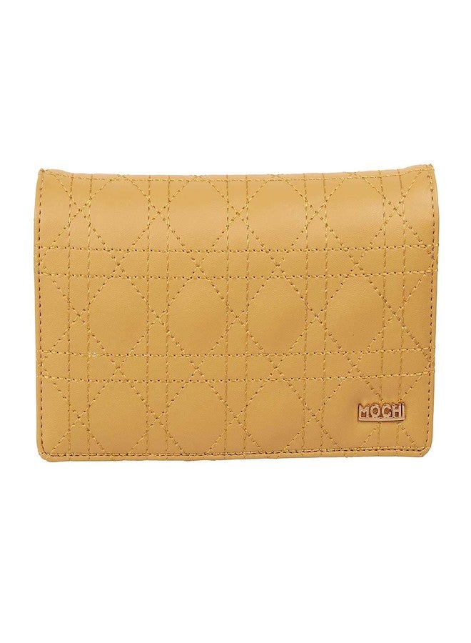 Mochi Womens Synthetic Yellow Bifold Clutch (One Size) - Image 1